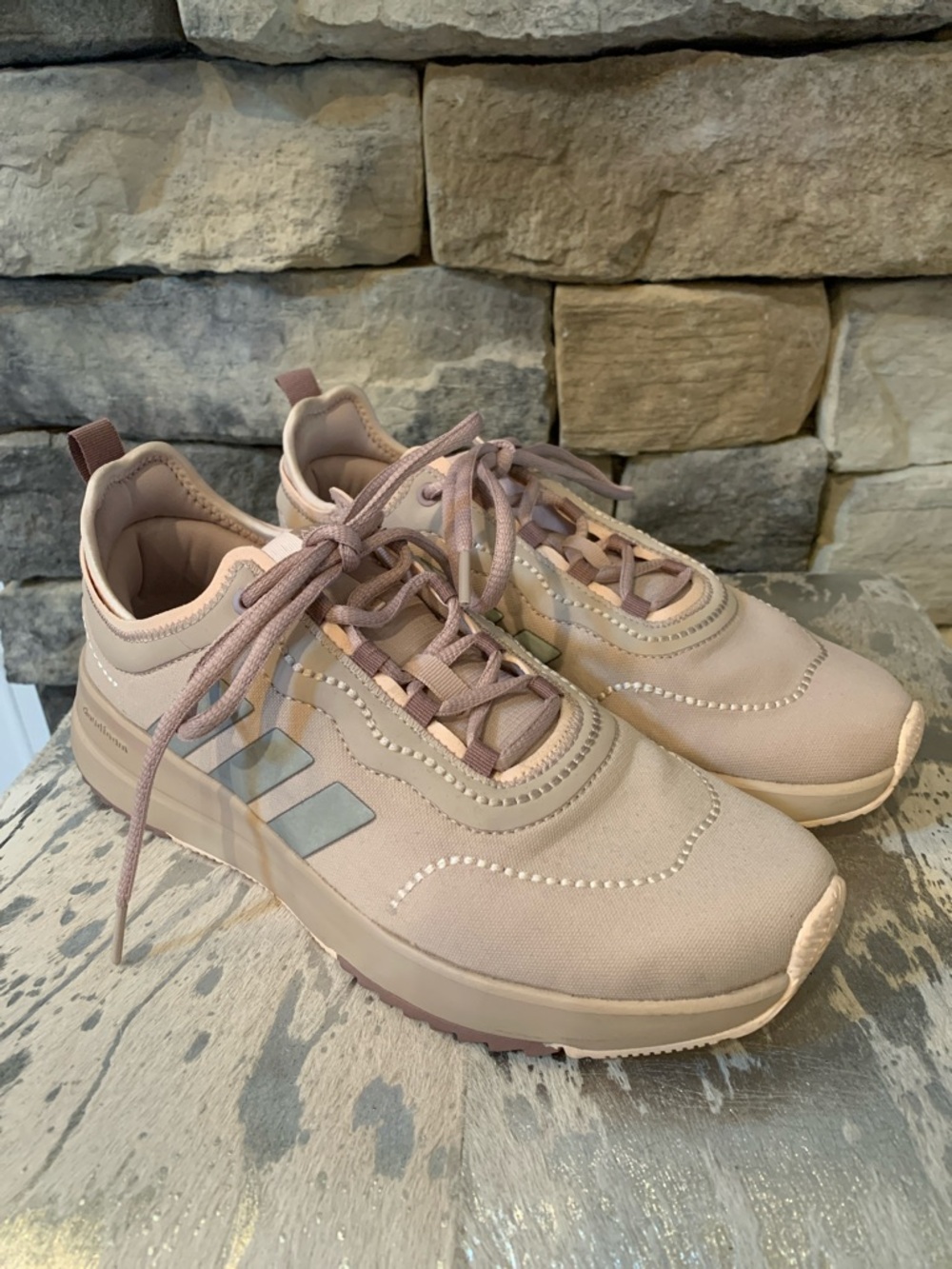 Adidas Cloudfoam Women's Blush Beige Sneakers - Picture 2 of 11
